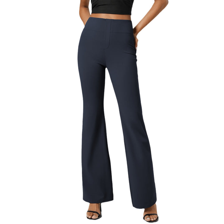 Women's High-Waist Stretch Flared Pants with Wide Comfort Waistband Mune Fashion