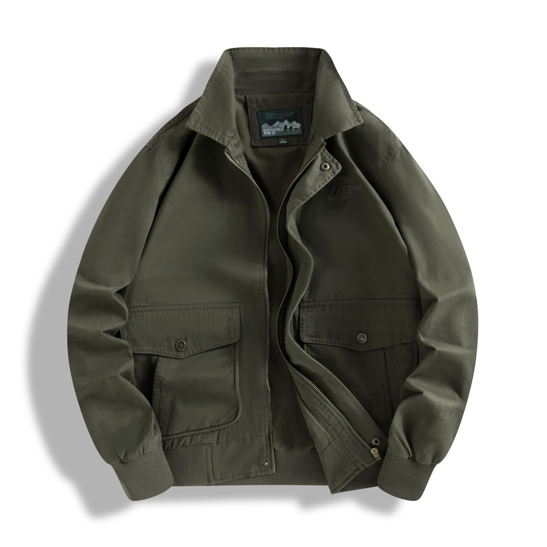 Men's Classic Field Bomber Jacket with Two-Way Zipper and Flap Pockets Mune Fashion