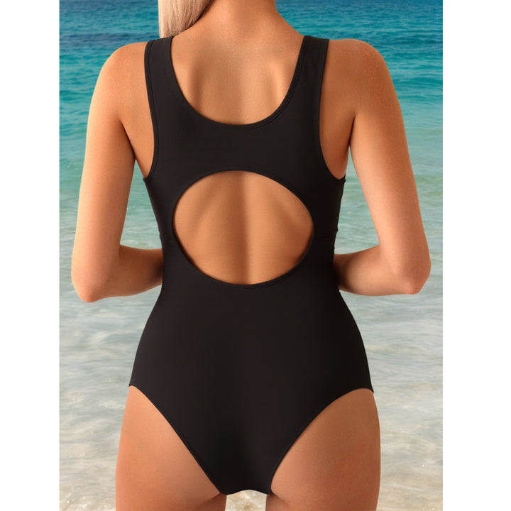 Damen Sportlicher Einteiler Badeanzug mit dynamischem Wasserdesign Echo Archiv