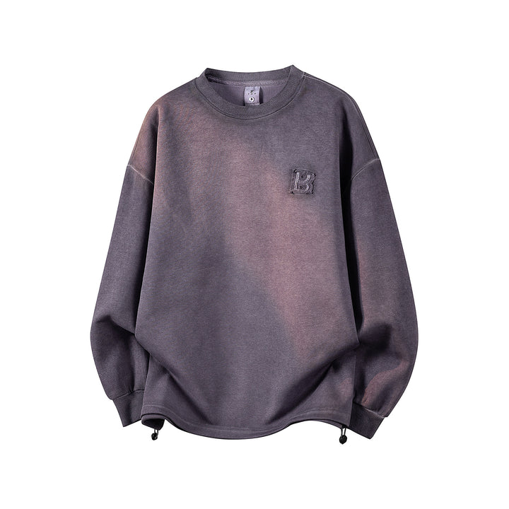 Women's Oversized Sweatshirt with Embroidered Logo, Rounded Hem & Dropped Shoulder Mune Fashion