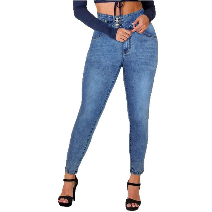 Women High-Waisted Sculpting Skinny Jeans with Reinforced V-Waist and Push-Up Effect Mune Fashion