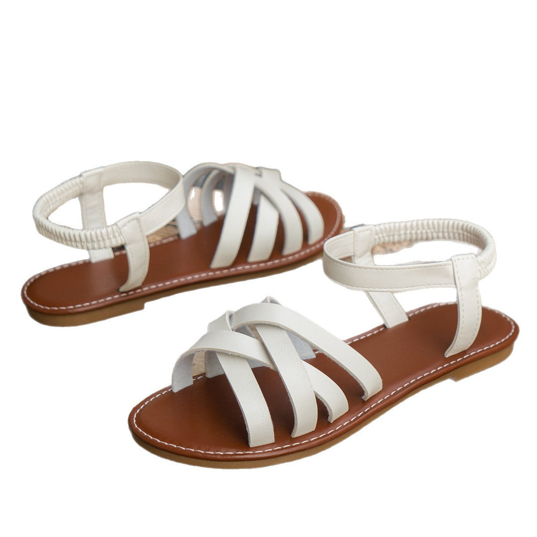 Women Woven Strap Sandals with Elastic Heel Strap Mune Fashion