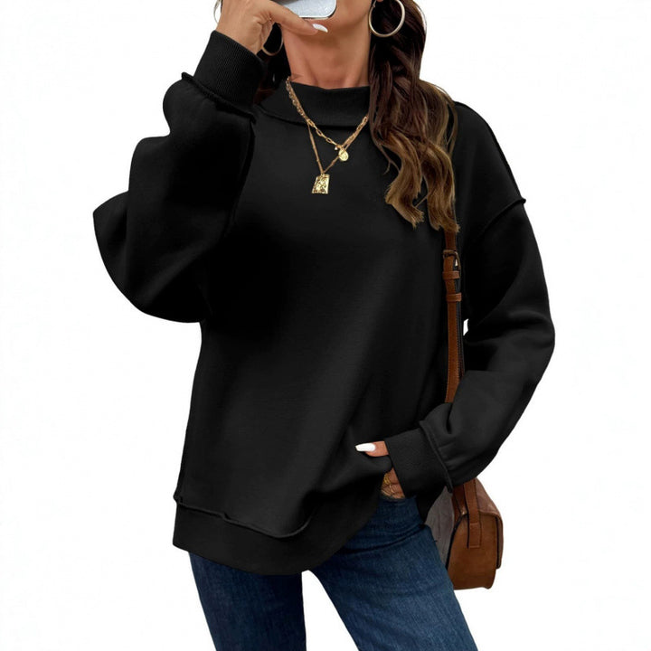 Women's Oversize Sweatshirt with Stand-up Collar, Raglan Sleeves and Ribbed Cuffs Mune Fashion