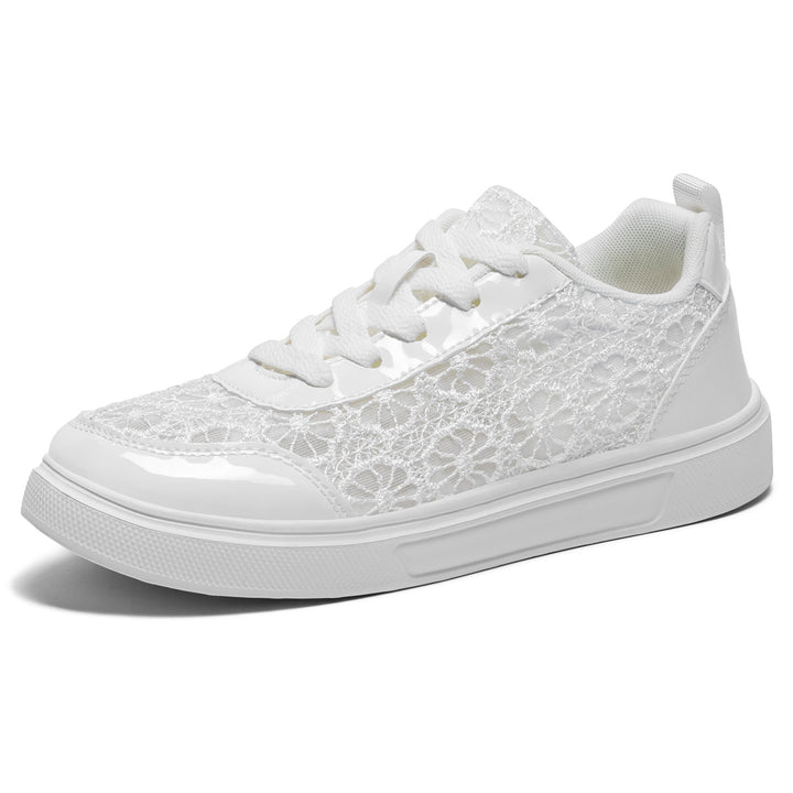 Women's elegant platform sneaker with fine lace trim, padded heel collar, and shock-absorbing EVA sole Mune Fashion