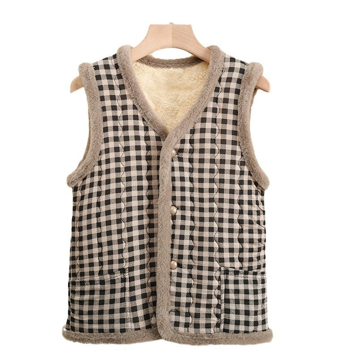 Ladies quilted thermal vest with teddy lining and button placket Mune Fashion