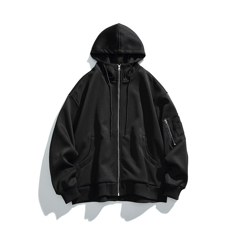Unisex Oversize Hoodie Jacket with Front Zipper, Arm Pocket and Ribbed Hem Mune Fashion