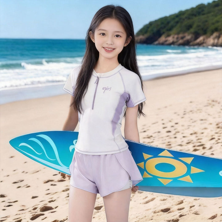 Ladies UV protection swimsuit set with short sleeves and shorts Mune Fashion