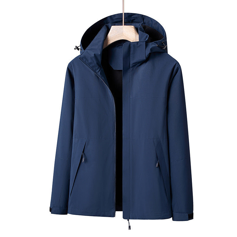 Men's Lightweight Windproof Softshell Rain Jacket with Hood and Contrast Trim Mune Fashion