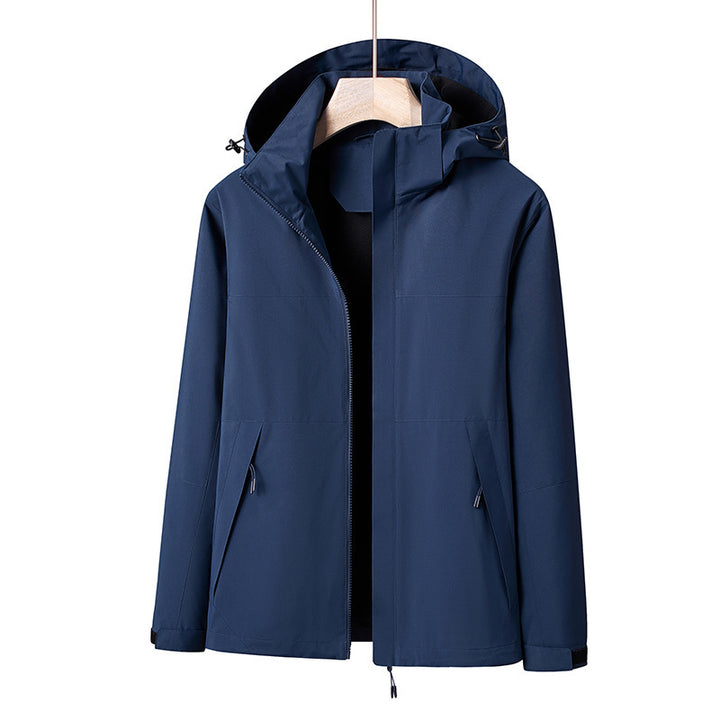 Men's Lightweight Windproof Softshell Rain Jacket with Hood and Contrast Trim Mune Fashion