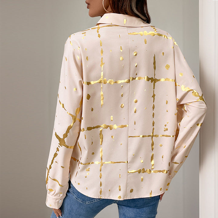 Women Elegant Blouse with Golden Accents Mune Fashion