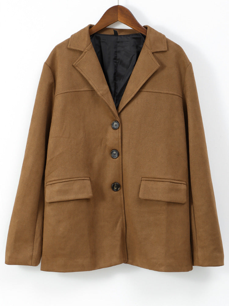 Women's Long Double-Breasted Trench Coat in Suede-Like with Waist Belt Mune Fashion