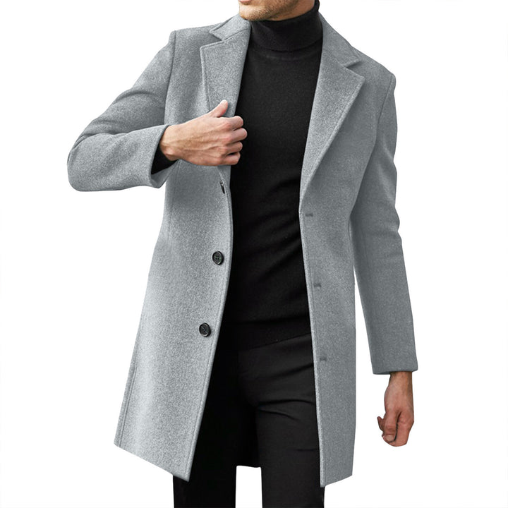 Men's tailored wool coat with a slim silhouette, classic lapels, and concealed button placket Mune Fashion