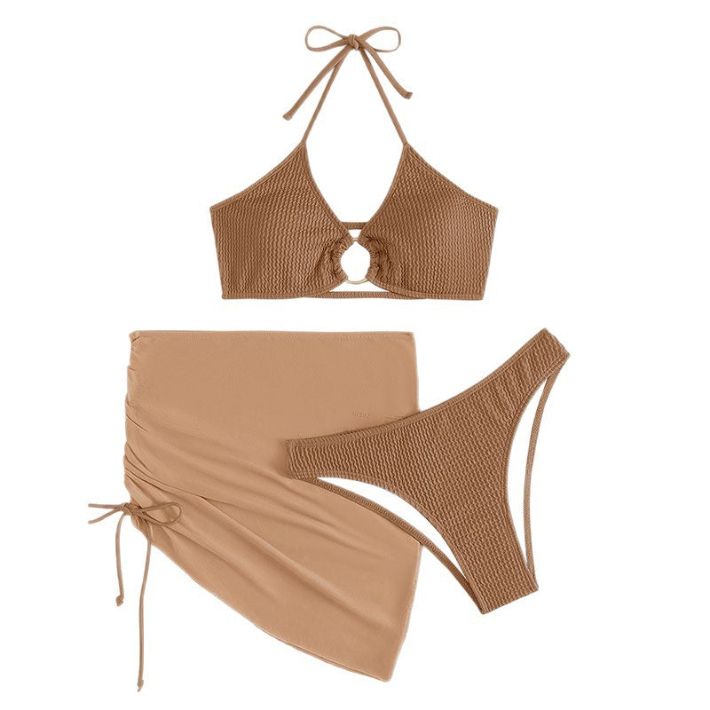 Women's Bikini Set with Elegant Ring Detail and Ruched Skirt Mune Fashion