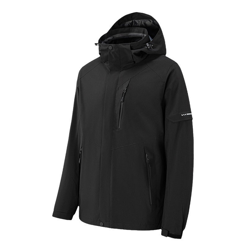 Men's waterproof three-layer softshell outdoor jacket with adjustable hood and welded zippers Mune Fashion