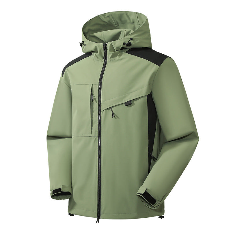 Men's technical softshell jacket with hood, diagonal chest pocket and multi-pocket zipper pockets Mune Fashion