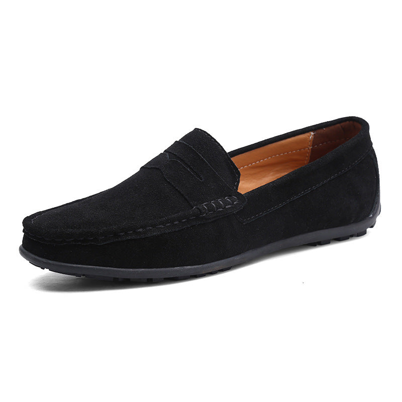 Men's elegant suede loafers with hand-stitched moccasin seam and non-slip rubber tread sole Mune Fashion