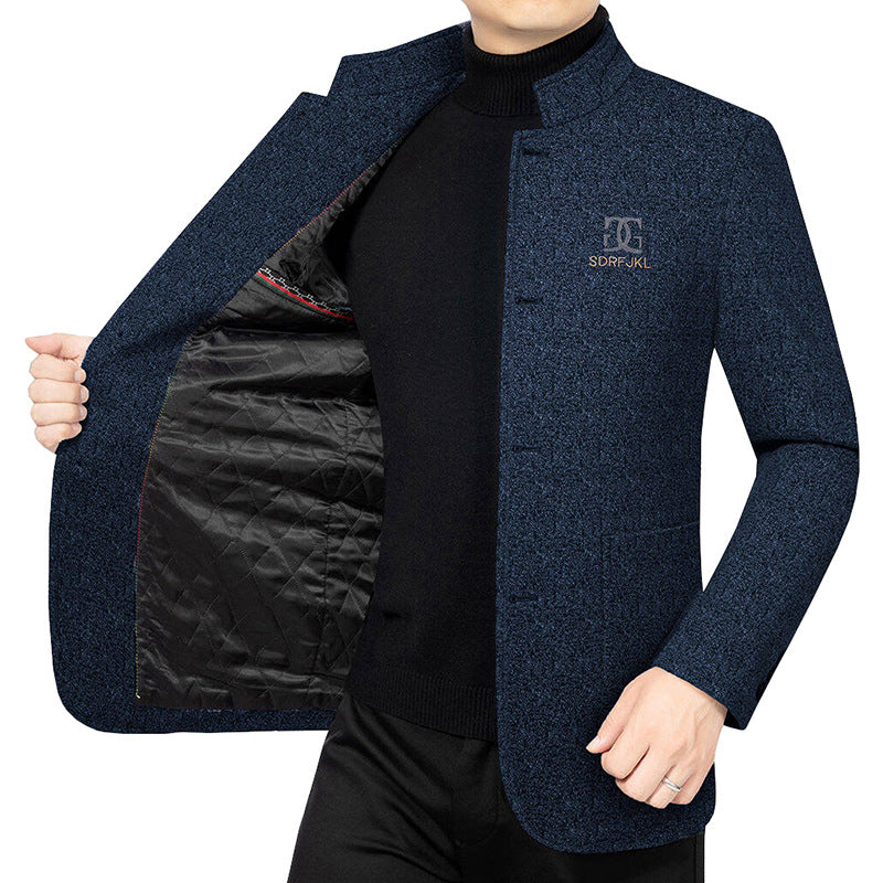 Men's Modern Stand-Up Collar Blazer in Travel Style with Padded Lining Mune Fashion