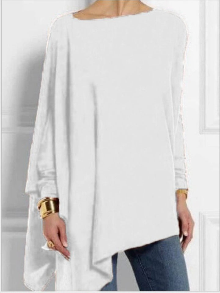 Women's draped oversized tunic with asymmetrical hem and wide batwing sleeves Mune Fashion