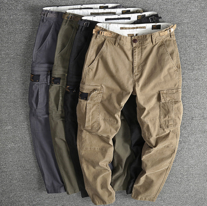 Men's robust cotton cargo pants with reinforced knees and adjustable waistband Mune Fashion