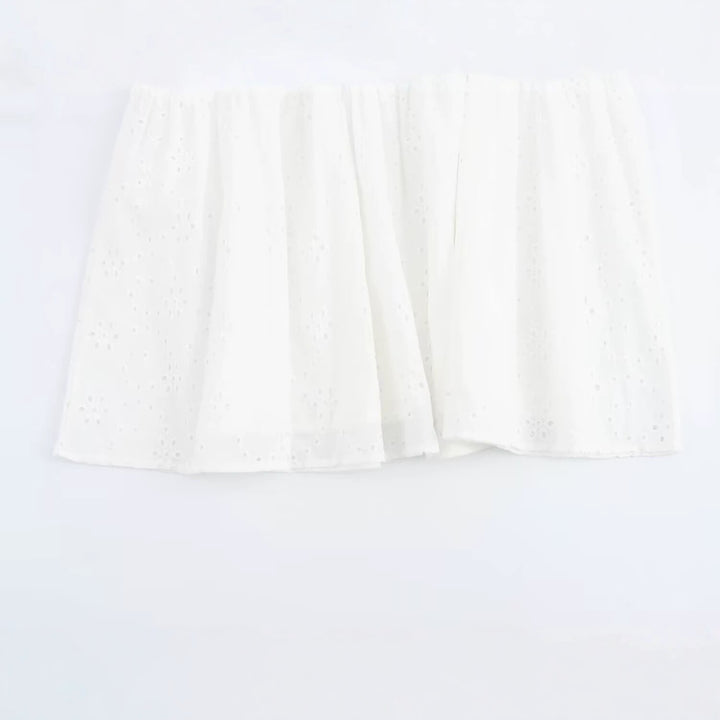 Women Broderie-Anglaise Shirt Dress with Tiered Skirt Mune Fashion