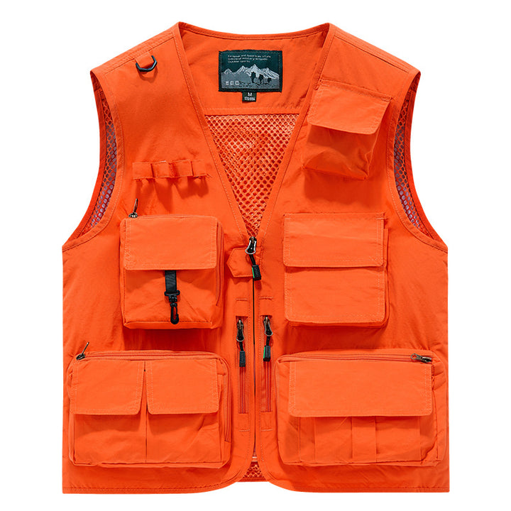Men's Multifunctional Outdoor Utility Vest with Mesh Lining and Numerous Pockets Mune Fashion