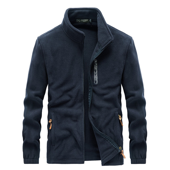 Men's Microfleece Outdoor Jacket with Stand-up Collar, Zipper and Zip Pockets Mune Fashion