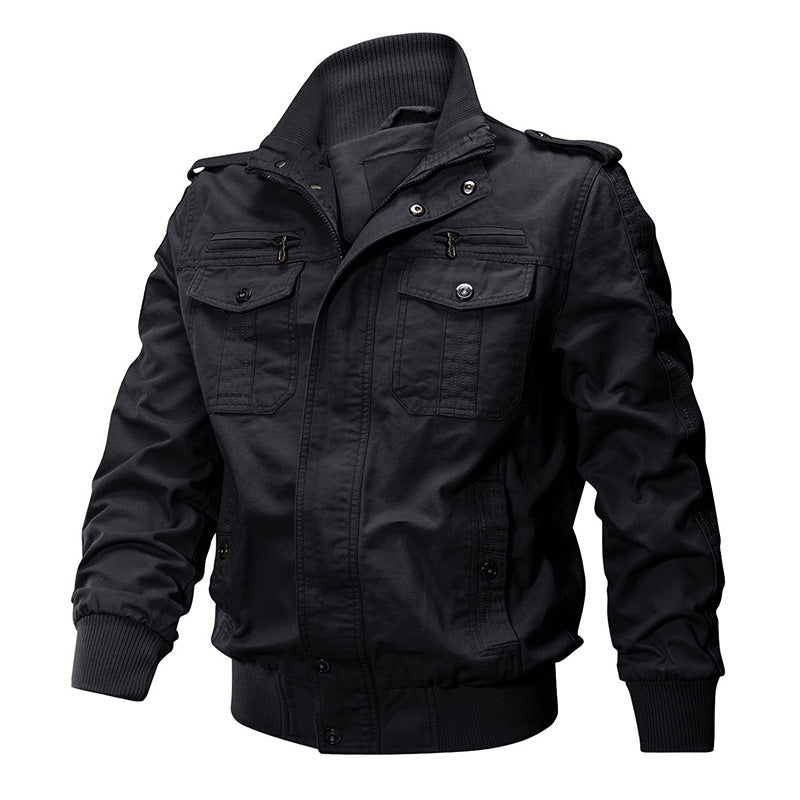 Men's robust canvas pilot jacket with ribbed cuffs and shoulder patches Mune Fashion