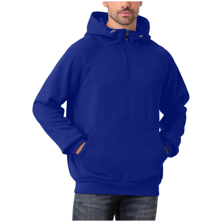 Men's half-zip hoodie with adjustable hood, kangaroo pocket, and raglan sleeves Mune Fashion