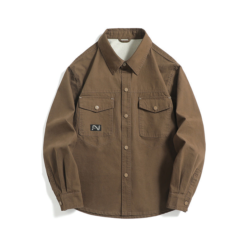 Men's overshirt jacket in workwear style with patch chest pockets and snap button closure Mune Fashion