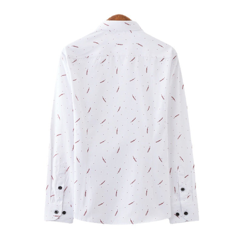 Men's Slim-Fit Business Shirt with fine botanical print and Kent collar Mune Fashion