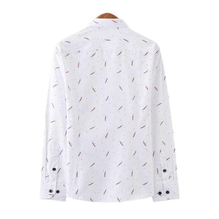 Men's Slim-Fit Business Shirt with fine botanical print and Kent collar Mune Fashion