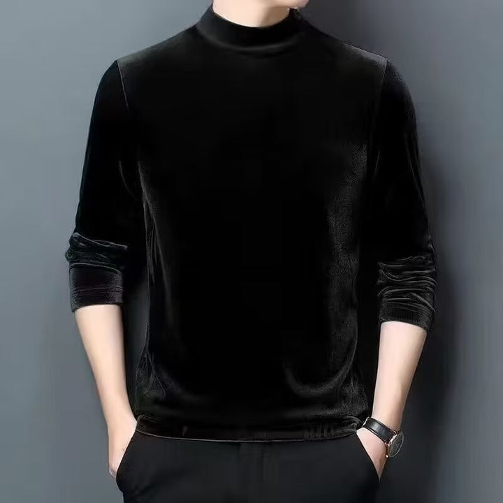 Men's Fine Velvet Half-Roll Neck Sweater Slim-Fit Mune Fashion