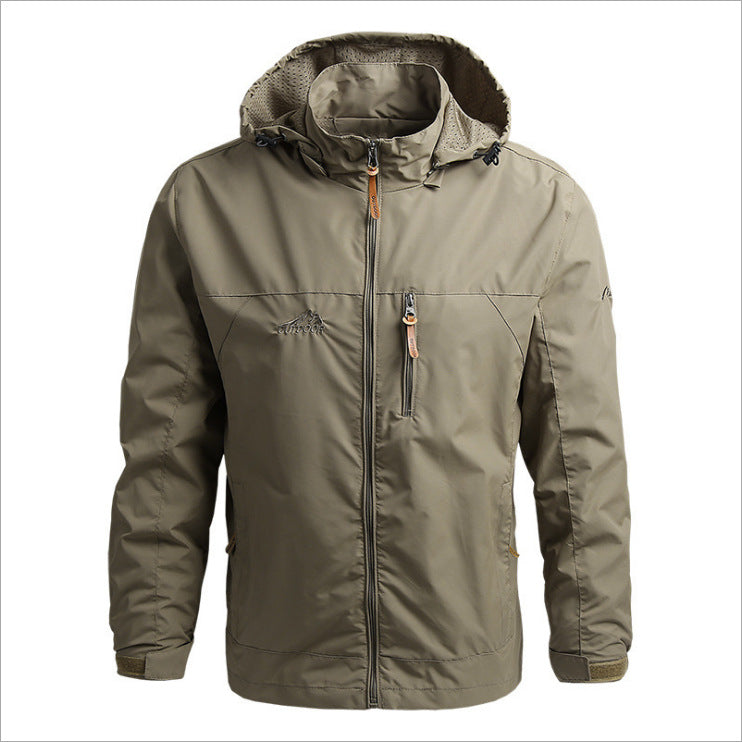 Men's Breathable Softshell Outdoor Jacket with Adjustable Hood and Zipper Pockets Mune Fashion