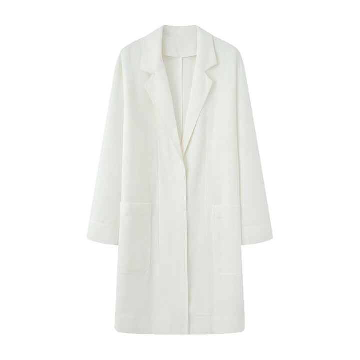 Women Longline Coat with Open Front, Casual Fit and Patch Pockets Mune Fashion