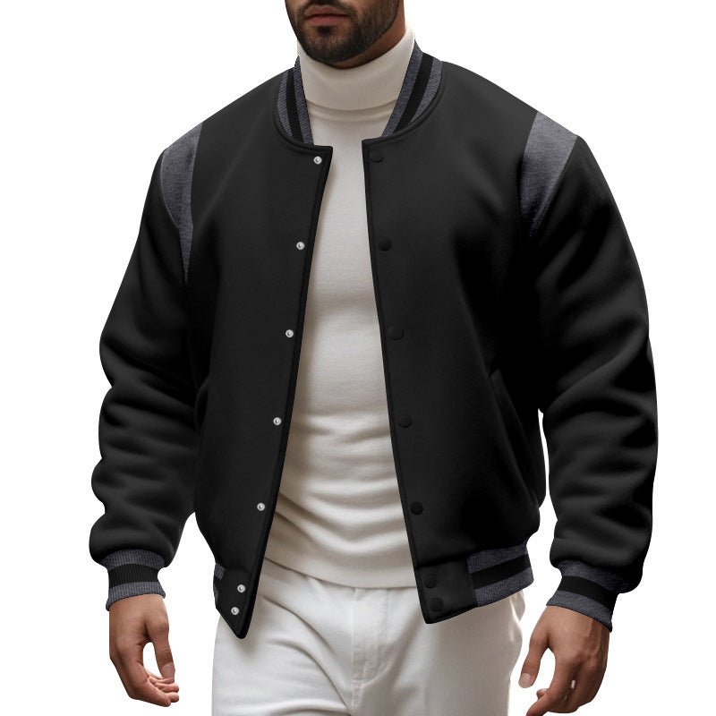 Men's nan College baseball jacket with snap button placket, ribbed collar and contrasting yokes Mune Fashion