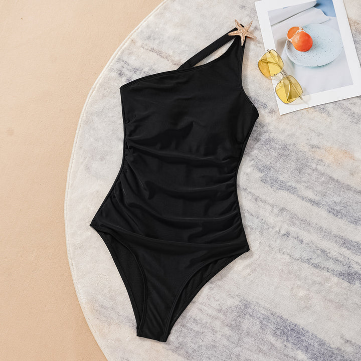 Ladies One-Sided Swimsuit with Elegant Star Application Mune Fashion