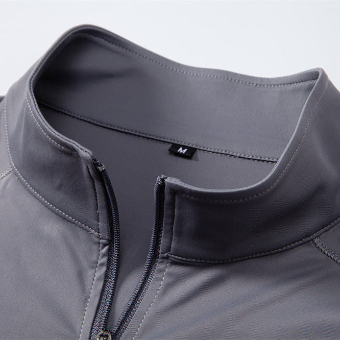Men's functional long sleeve shirt with stand-up collar and half zipper Mune Fashion