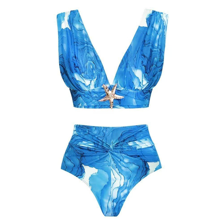 Women’s bathing set with deep V-neckline and elegant wrap skirt Mune Fashion