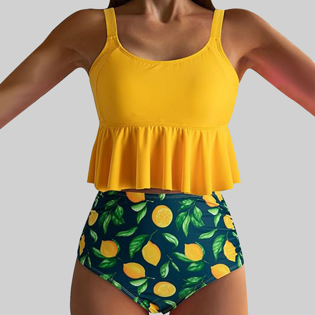 Women's Swim Set with Playful Ruffle Design and High Waist Mune Fashion