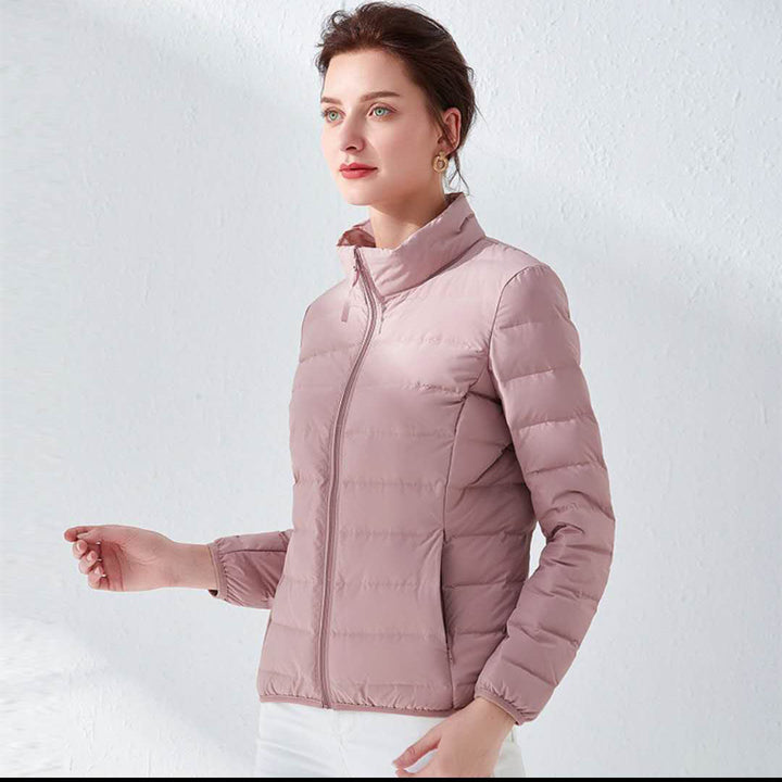 Women's Tailored Ultralight Padded Jacket with Stand-Up Collar and Slim Silhouette Mune Fashion