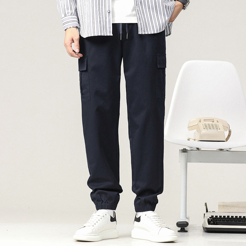 Men Tapered Cargo-Jogger Pants with Drawstring Waist, Flap Pockets and Elastic Ankle Cuffs Mune Fashion