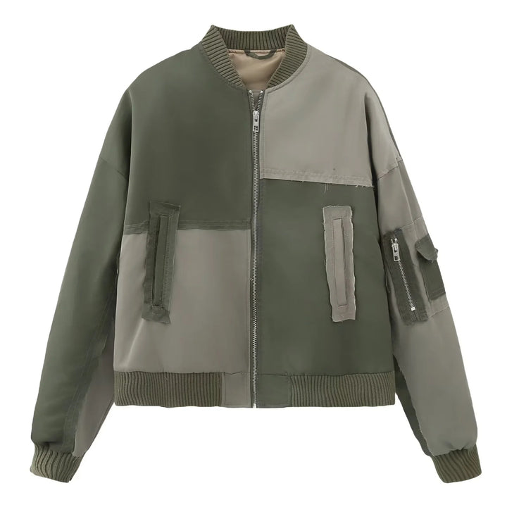 Women’s urban bomber jacket with contrast panels, oversized silhouette, front and arm pockets Mune Fashion