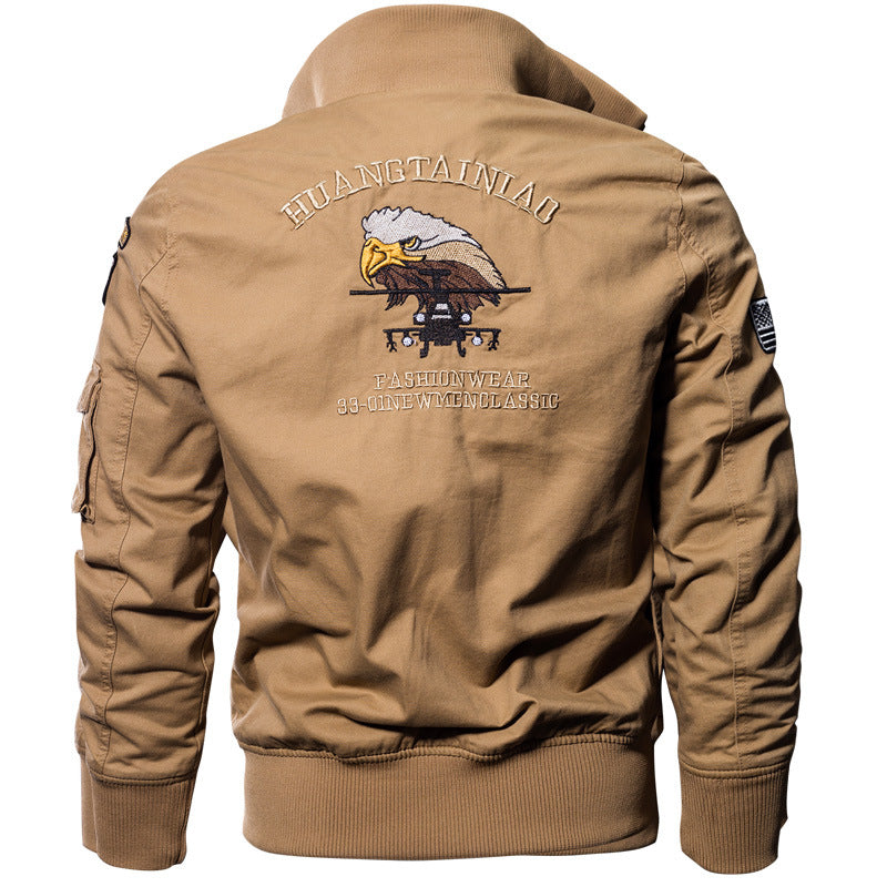Men's lightweight utility bomber jacket with embroidered badges and pockets Mune Fashion