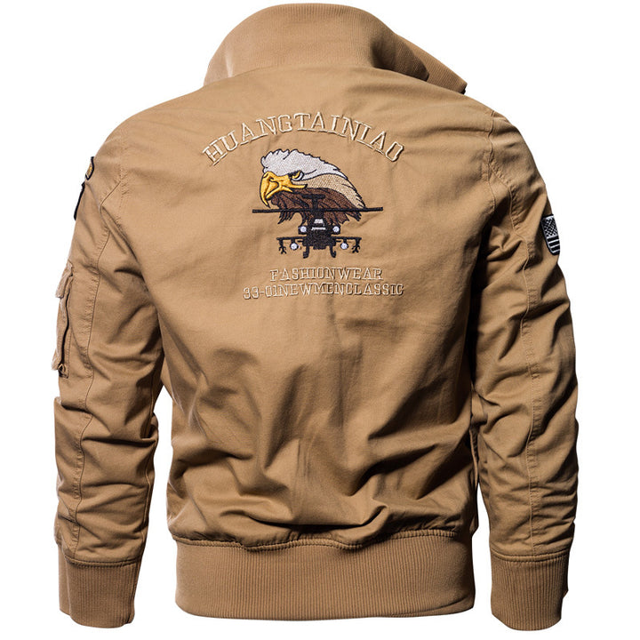 Men's lightweight utility bomber jacket with embroidered badges and pockets Mune Fashion