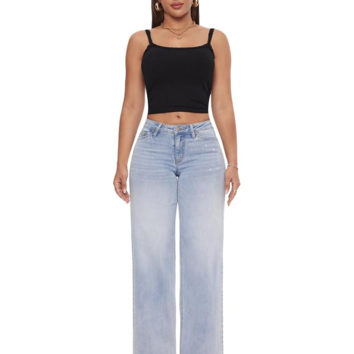 Ladies Wide High-Waist Flared Jeans made of Stretch Denim Mune Fashion