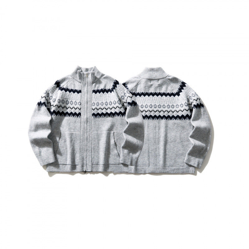Unisex Norweger cardigan with full zipper, stand-up collar, and side pockets Mune Fashion