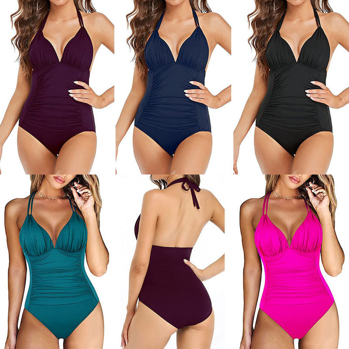 Ladies' One-Piece Swimsuit with Figure-Shaping Ruffle Design Mune Fashion