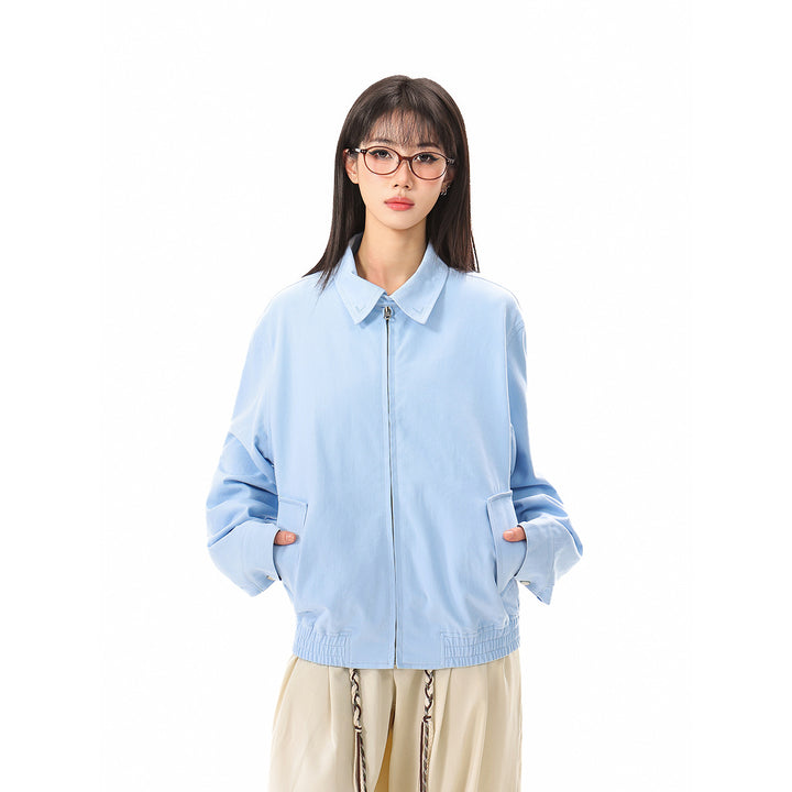 Unisex Light Boxy Blouson Jacket with Shirt Collar and Concealed Zipper Mune Fashion