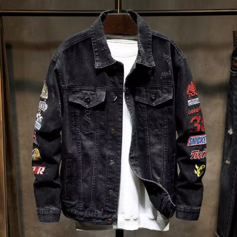 Men's Classic Denim Jacket with Creative Patches Mune Fashion