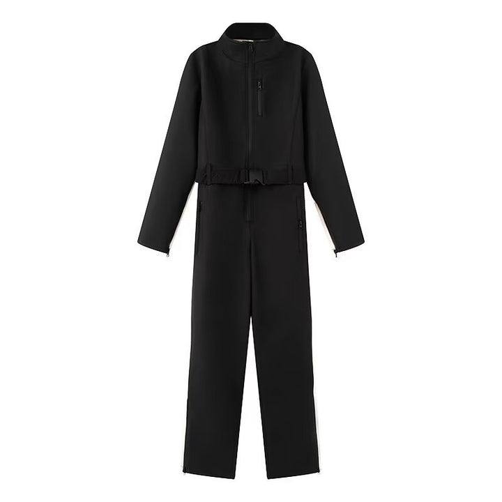 Women’s Utility Overall with High Collar, Functional Zippers and Waist Belt Mune Fashion